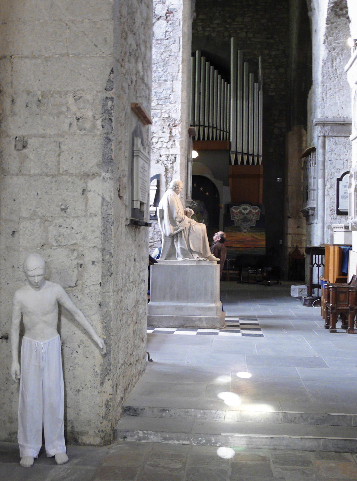 installation view of light drawing by Anthony McCall