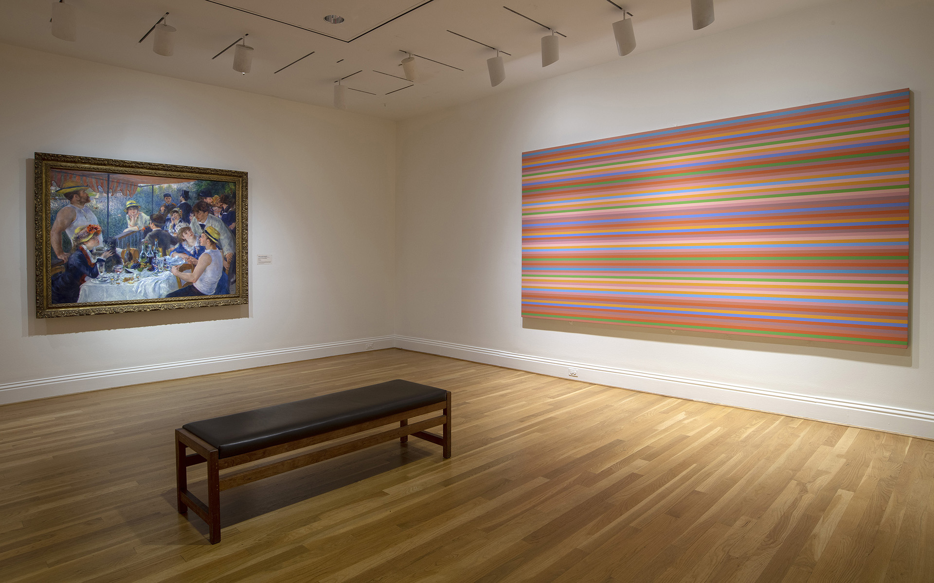 installation of paintings by Renoir and Bridget Riley